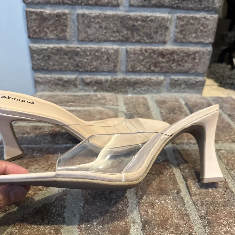 Abound Alana Block Heel Slide Sandals Open Toe Women's Clear BeigeCream Size 10M